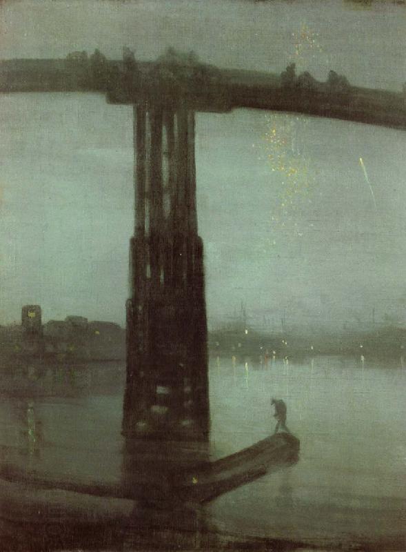 James Mcneill Whistler Nocturne in blatte and gold China oil painting art